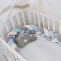HKM-230099 Braided Crib Bumper Knot Pillow Cushion - Multi-Use Bedding Decor for Babies