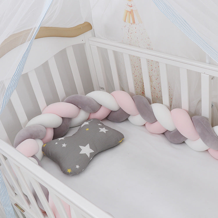 HKM-230099 Braided Crib Bumper Knot Pillow Cushion - Multi-Use Bedding Decor for Babies