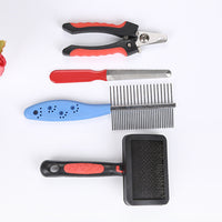 HKM-230419 4-Piece Set of Double-Sided Cat and Dog Comb Nail Clippers with Long Needle Design
