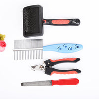HKM-230419 4-Piece Set of Double-Sided Cat and Dog Comb Nail Clippers with Long Needle Design