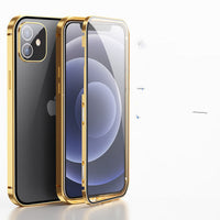 HKM-230419 Double-Sided Magnetic Case for iPhone 12 Series, iPhone X, and More - Metal & Tempered Glass Design