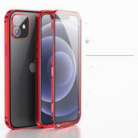 HKM-230419 Double-Sided Magnetic Case for iPhone 12 Series, iPhone X, and More - Metal & Tempered Glass Design