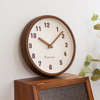 HKM-230419 Retro Solid Wood Wall Clock - Modern Minimalist Design for Living Room, Bedroom, Study, Office, Kitchen, 12 & 14 Inch Size Options