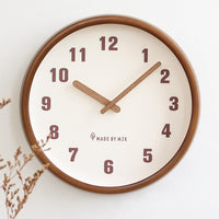 HKM-230419 Retro Solid Wood Wall Clock - Modern Minimalist Design for Living Room, Bedroom, Study, Office, Kitchen, 12 & 14 Inch Size Options