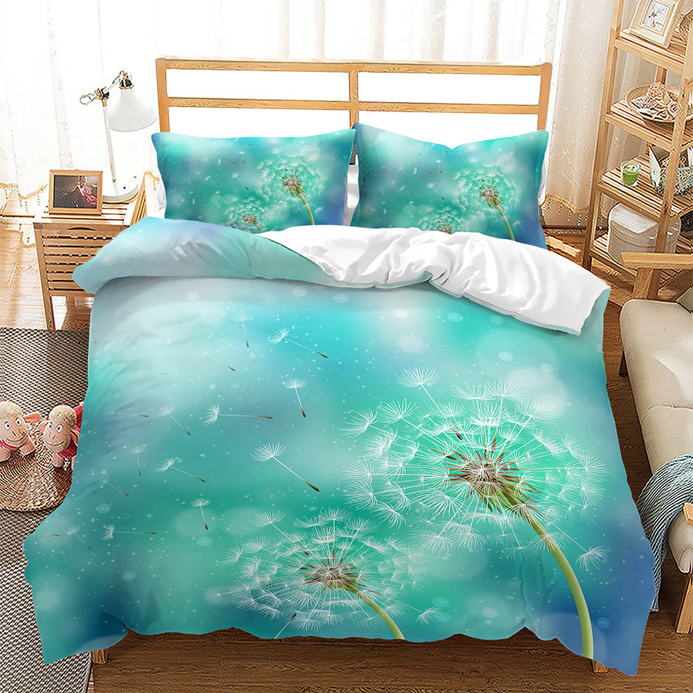 HKM-230483 Reed Dandelion Cartoon Bedding Set, Soft 90g Brushed Polyester, Available in Multiple Sizes