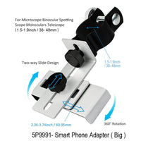 HKM-230547 Universal Smartphone Adapter for Mobile Devices, Adjustable Black and Silver Design, Compatible with Phones 60-95mm Wide