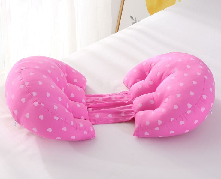 HKM-230611 Butterfly Shape Double Semicircle Pregnancy Pillow - Pure Cotton with 7D Hollow Fiber Fill, 76x38x13cm