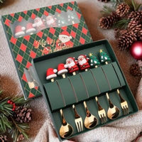 HKM-230611 Christmas-Themed Stainless Steel Flatware Set with Spoons and Forks