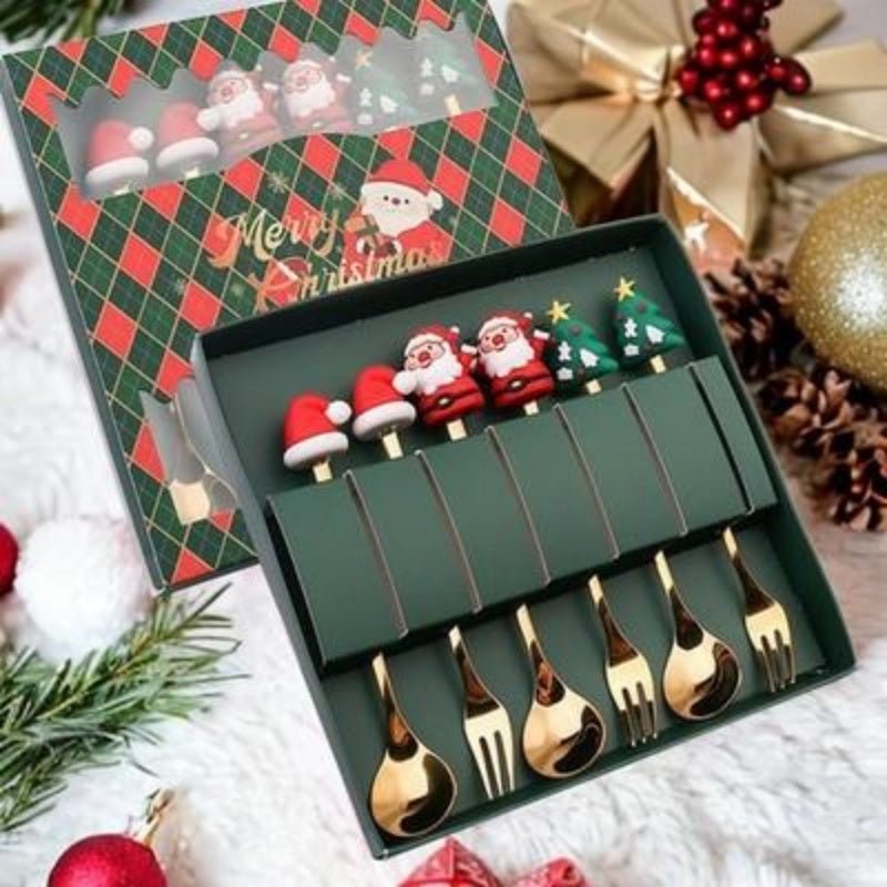 HKM-230611 Christmas-Themed Stainless Steel Flatware Set with Spoons and Forks