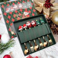 HKM-230611 Christmas-Themed Stainless Steel Flatware Set with Spoons and Forks