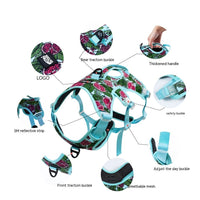 HKM-230675 Liftable Reflective Pet Harness with Adjustable Straps - Pomegranate & Sunflower Colors
