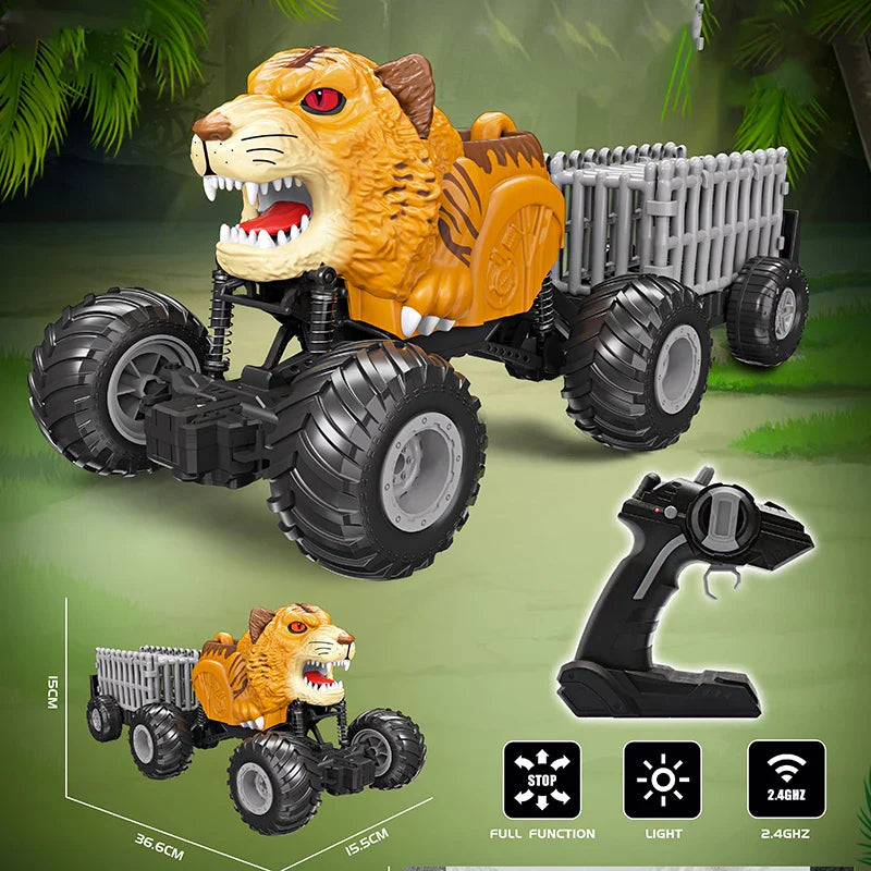HKM-230739 Lion Tiger Remote Control Stunt Truck - Off-Road RC Car for Kids – Electric, 2.4G, Indoor/Outdoor Fun, Ready-to-Go