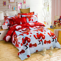 HKM-230803 Christmas Floral 3D Bed Set - Four-Piece Polyester Bedding Suite in European and American Style