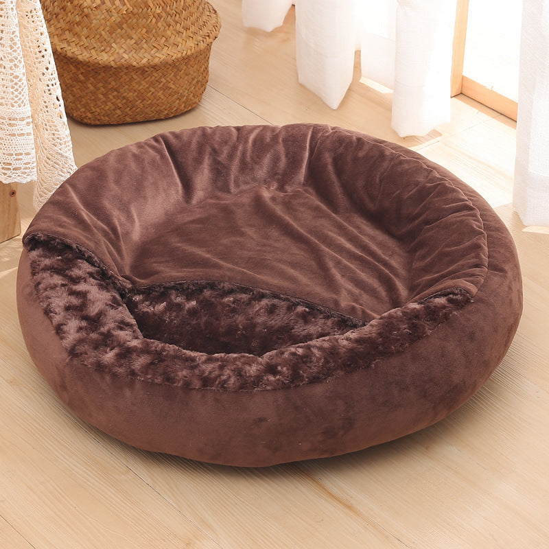 HKM-230867 Warm Winter Semi Enclosed Kennel Round Pet