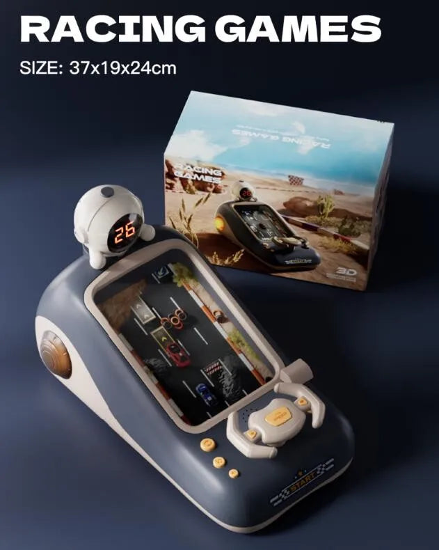 HKM-231123 Kids Interactive 3D Racing Game Console with Music Steering Wheel - Educational Toy for Ages 2 and Up
