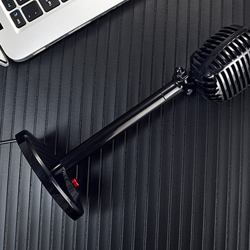 HKM-231187 Compact Karaoke Microphone for Home and Studio Use - USB & 3.5mm Options, Omnidirectional with Noise Reduction