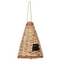 HKM-231251 Creative Flat Bottom Grass Woven Bird's Nest Horticultural Decoration - 12cm x 19cm