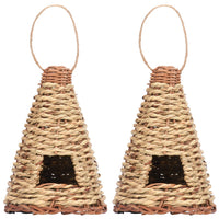 HKM-231251 Creative Flat Bottom Grass Woven Bird's Nest Horticultural Decoration - 12cm x 19cm