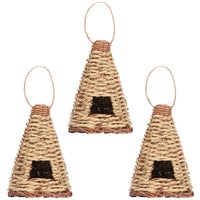 HKM-231251 Creative Flat Bottom Grass Woven Bird's Nest Horticultural Decoration - 12cm x 19cm