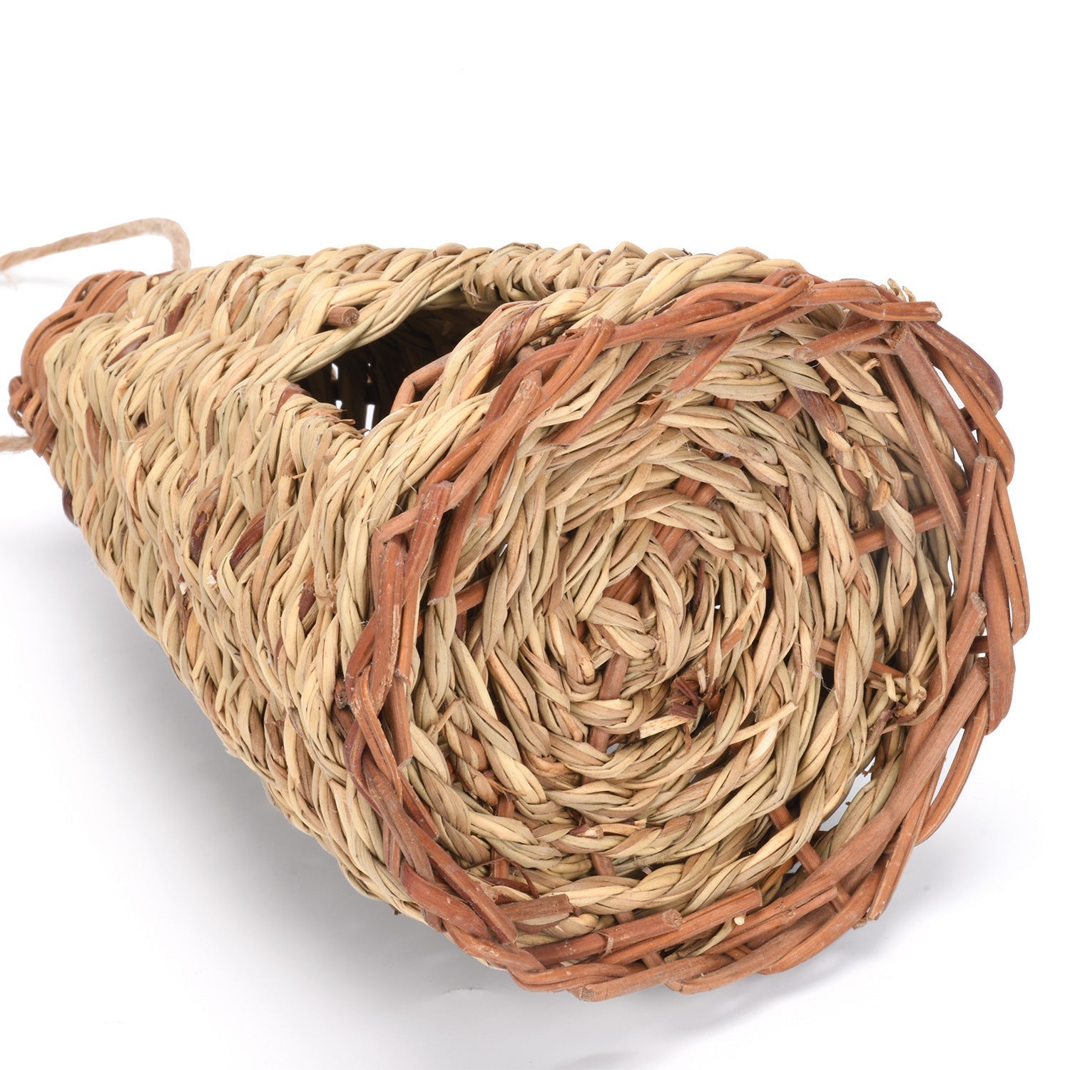 HKM-231251 Creative Flat Bottom Grass Woven Bird's Nest Horticultural Decoration - 12cm x 19cm