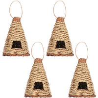 HKM-231251 Creative Flat Bottom Grass Woven Bird's Nest Horticultural Decoration - 12cm x 19cm