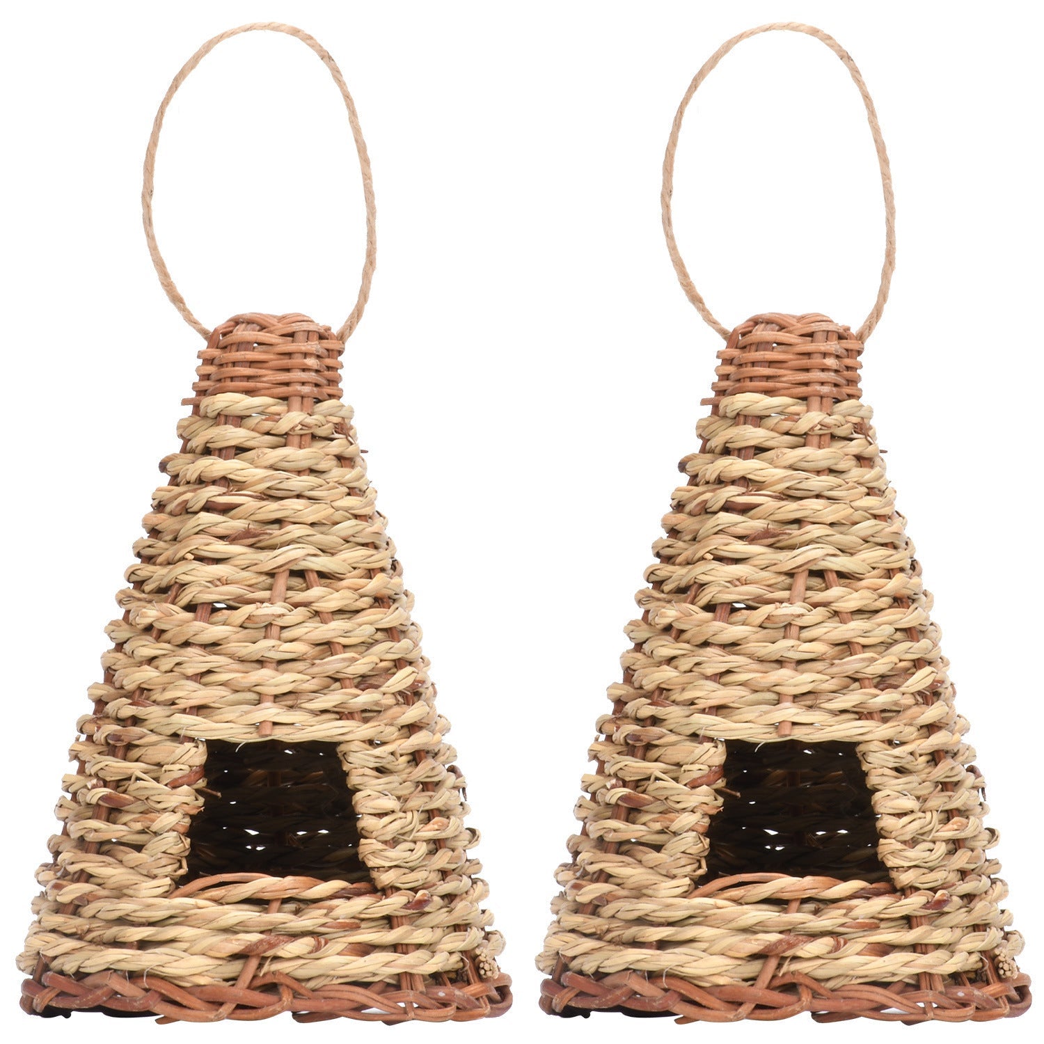 HKM-231251 Creative Flat Bottom Grass Woven Bird's Nest Horticultural Decoration - 12cm x 19cm