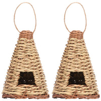 HKM-231251 Creative Flat Bottom Grass Woven Bird's Nest Horticultural Decoration - 12cm x 19cm
