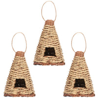 HKM-231251 Creative Flat Bottom Grass Woven Bird's Nest Horticultural Decoration - 12cm x 19cm