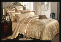 HKM-231251 Luxury Ice Silk Jacquard Linen and Cotton Bedding Set in Various Colors - 4 Piece Collection