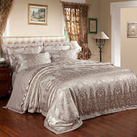 HKM-231251 Luxury Ice Silk Jacquard Linen and Cotton Bedding Set in Various Colors - 4 Piece Collection