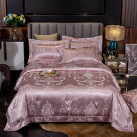 HKM-231251 Luxury Ice Silk Jacquard Linen and Cotton Bedding Set in Various Colors - 4 Piece Collection