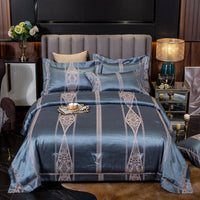 HKM-231251 Luxury Ice Silk Jacquard Linen and Cotton Bedding Set in Various Colors - 4 Piece Collection