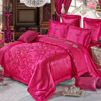 HKM-231251 Luxury Ice Silk Jacquard Linen and Cotton Bedding Set in Various Colors - 4 Piece Collection