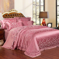 HKM-231251 Luxury Ice Silk Jacquard Linen and Cotton Bedding Set in Various Colors - 4 Piece Collection