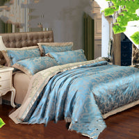 HKM-231251 Luxury Ice Silk Jacquard Linen and Cotton Bedding Set in Various Colors - 4 Piece Collection