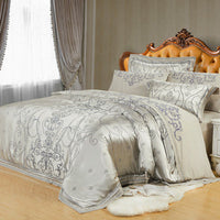 HKM-231251 Luxury Ice Silk Jacquard Linen and Cotton Bedding Set in Various Colors - 4 Piece Collection