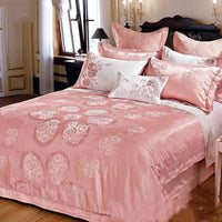 HKM-231251 Luxury Ice Silk Jacquard Linen and Cotton Bedding Set in Various Colors - 4 Piece Collection