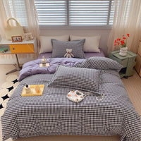 HKM-231315 Cotton Four-Piece Bed Set with Simple Print Design - Duvet Cover, Bed Sheet, and Pillowcases