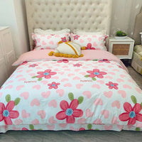 HKM-231315 Cotton Four-Piece Bed Set with Simple Print Design - Duvet Cover, Bed Sheet, and Pillowcases