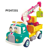 HKM-231315 Diy Assembly Building Blocks Set - Water Spray Fruit Transport Cart Educational Toy for Kids