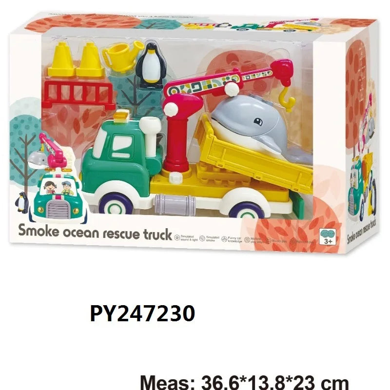 KTX-231315 Diy Assembly Building Blocks Set - Water Spray Fruit Transport Cart Educational Toy for Kids