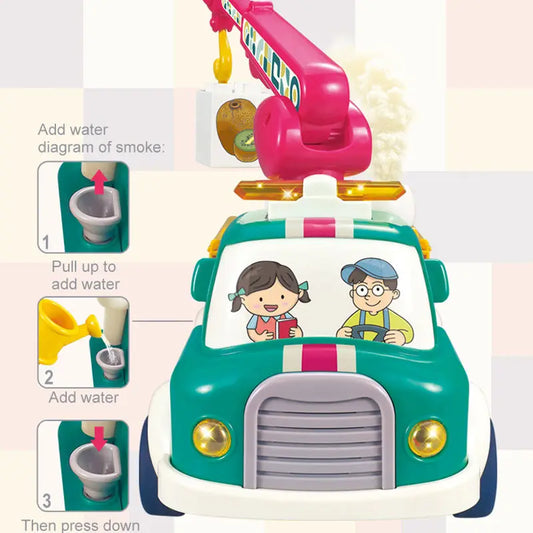 KTX-231315 Diy Assembly Building Blocks Set - Water Spray Fruit Transport Cart Educational Toy for Kids