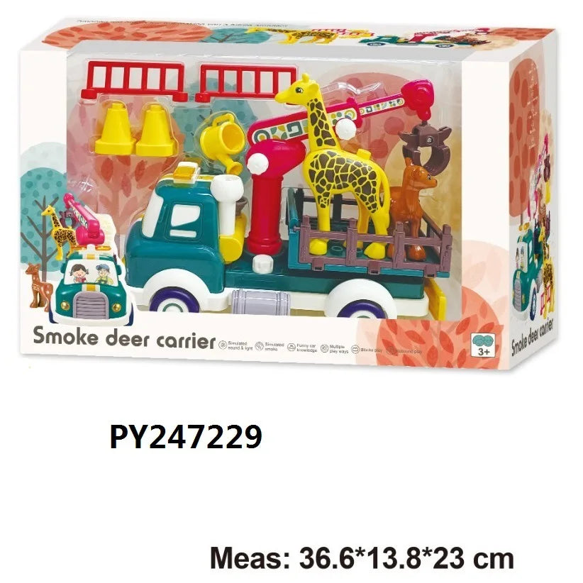 KTX-231315 Diy Assembly Building Blocks Set - Water Spray Fruit Transport Cart Educational Toy for Kids