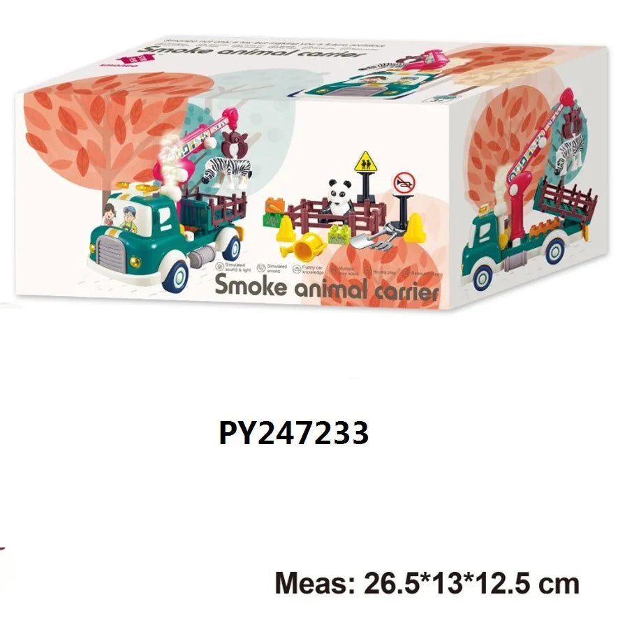 KTX-231315 Diy Assembly Building Blocks Set - Water Spray Fruit Transport Cart Educational Toy for Kids