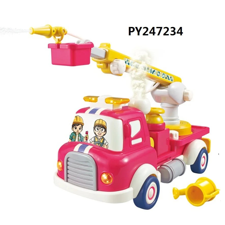 KTX-231315 Diy Assembly Building Blocks Set - Water Spray Fruit Transport Cart Educational Toy for Kids