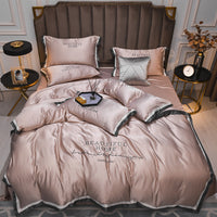 HKM-231315 Solid Color Dark Blue Quilt Cover Set for Stylish Bedding