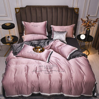 HKM-231315 Solid Color Dark Blue Quilt Cover Set for Stylish Bedding