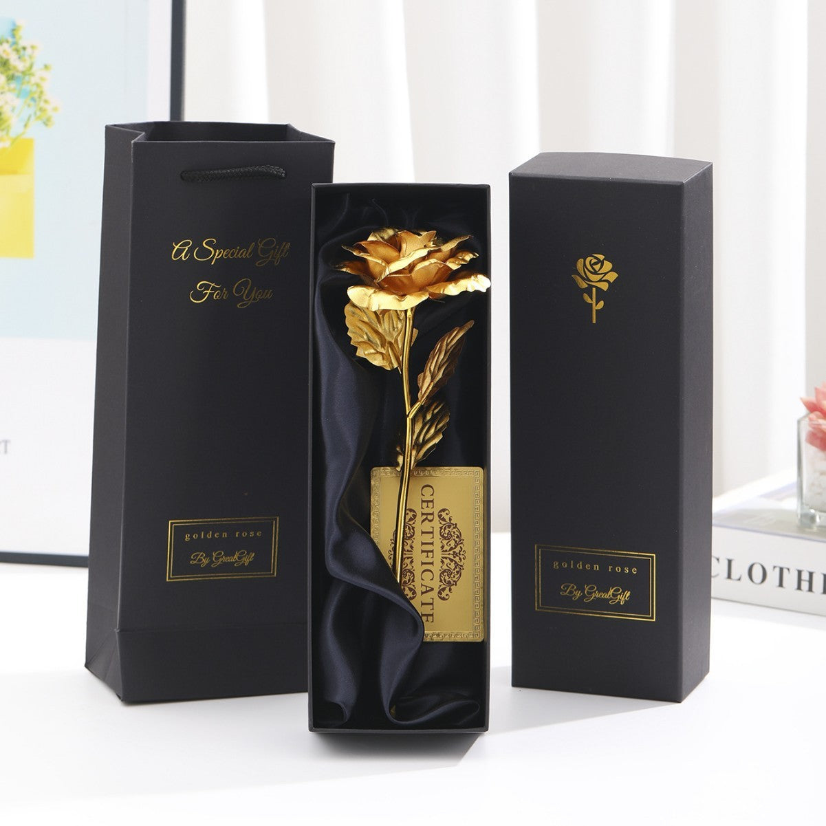KTX-231571 Gold Foil Rose - Creative Gift for Holidays and Special Occasions in Various Colors