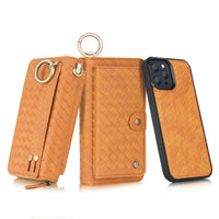 HKM-231571 Wrist Strap Mobile Phone Holster for Samsung Devices - Handmade PU Leather Case in Black, Brown, Red, and Pink