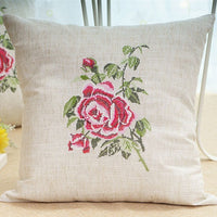 HKM-231699 Pastoral Style Embroidered Floral and Plant Square Cushion Covers for Living Room and Bedroom